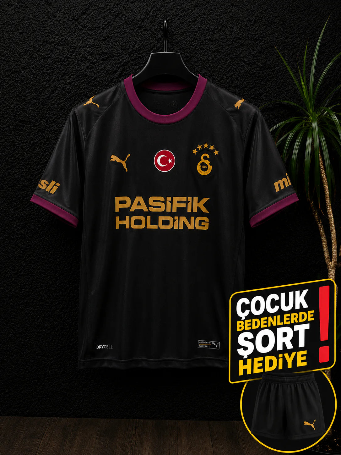 Galatasaray Çocuk Yeni Sezon Alternatif Siyah Premium Forma 3-14 yaş